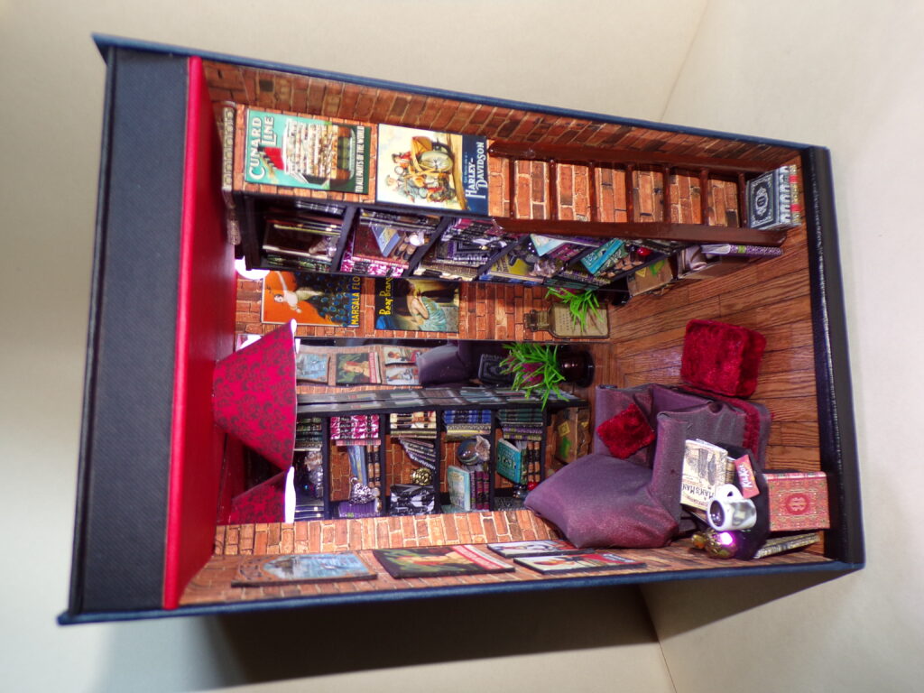 SOLD. Miniature room book nook. Booknook diorama. Book alley. Book ...